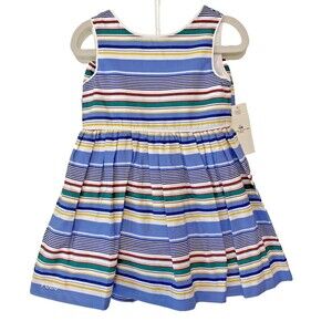 NWT Polo Ralph Lauren Nautical Striped A Line Dress button back Lined Girls 18mo